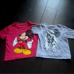 Disney red Mickey Mouse & gray Star wars storm trooper t-shirts size 2T EUC